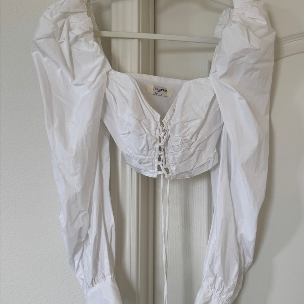 House of CB White Crop Top